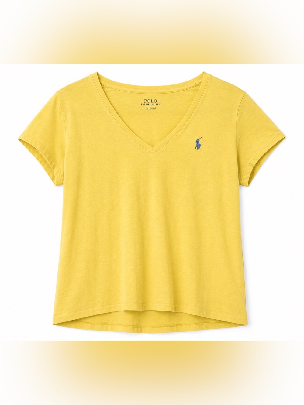 Polo by Ralph Lauren 100% Cotton Women’s V-Neck T-Shirt in Yellow- M